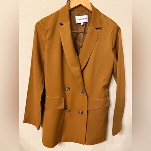 Elizabeth and James Camel Brown Double Breasted Rayon Blend Women’s Blazer XS